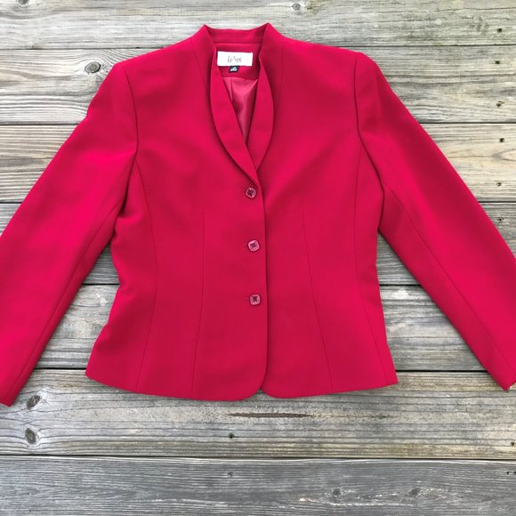 Le Suit Jackets & Blazers - Le Suit Women Blazer Red Three Button Style Ladies